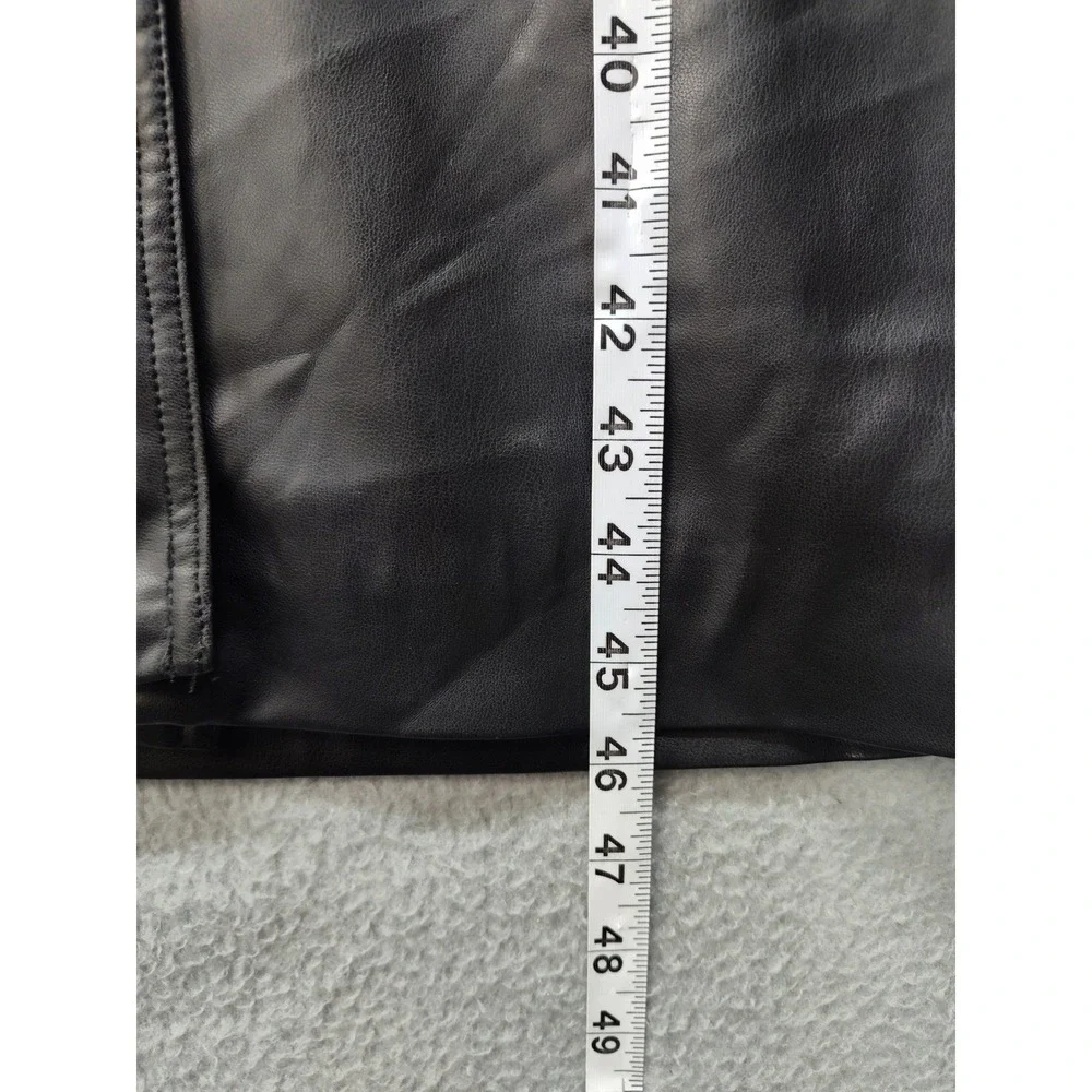 Zara Womens Faux Leather Double Breasted Trench Coat Black XS Longline Belted
